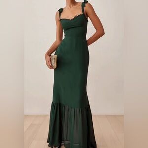 Reformation Forest Green Long Dress